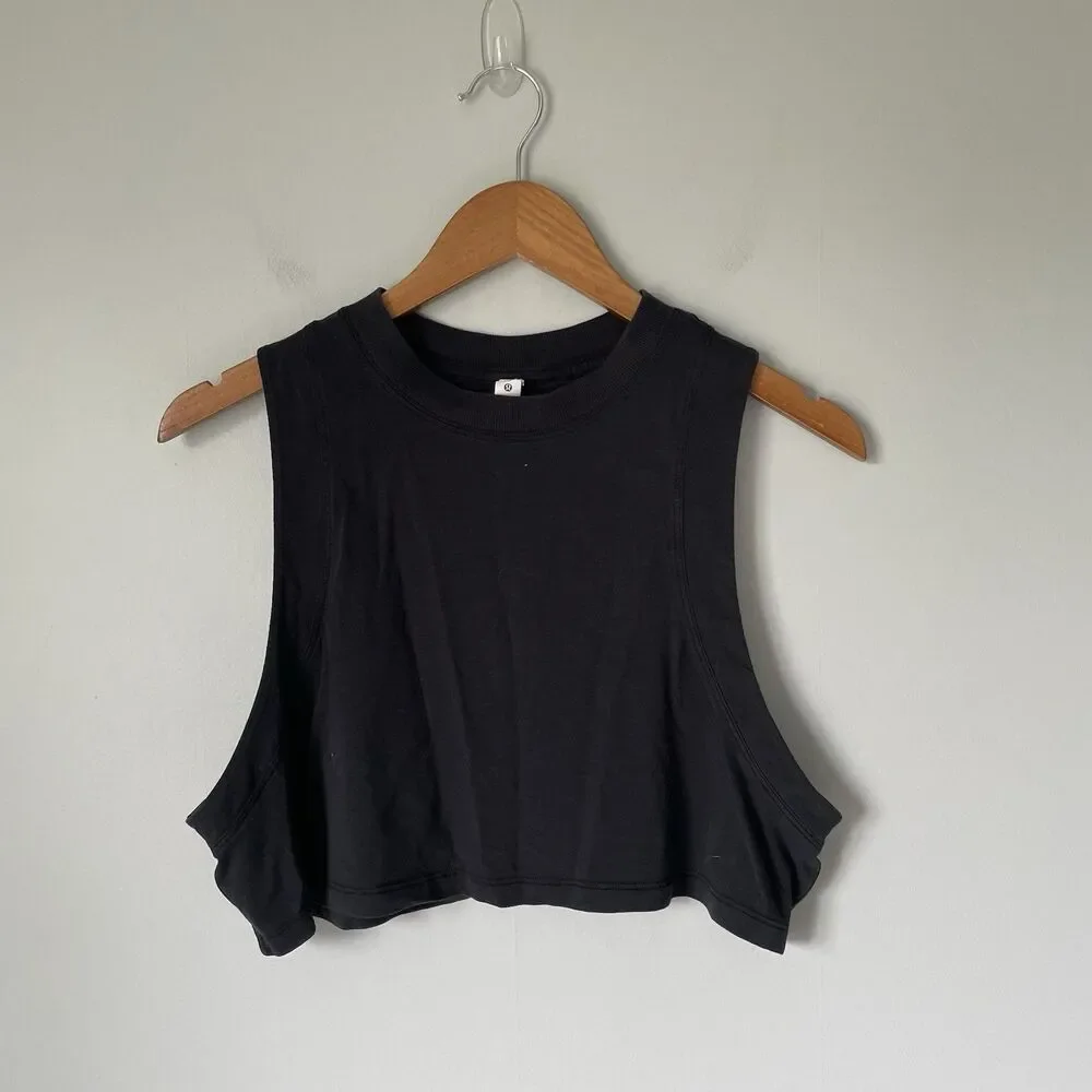 Lululemon All Yours Crop Tank Top Athletic Athleisure Black Women's Size 6